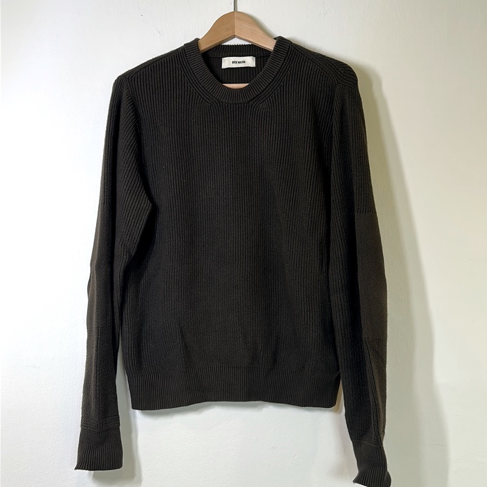 Root Ribbed Cotton Cashmere Seafarer Crew Sweater, Men’s Size Medium